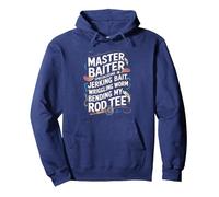 Master Baiter Fishing An Angler Fisherman Pullover Hoodie, Adult Unisex, Navy Blue, Large