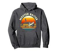 Master Baiter I’m Always Jerking My Rod For A Fishing Lovers Pullover Hoodie, Adult Unisex, Dark Heather Grey, Medium