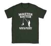 Master Baiter Mens T-Shirt Funny Rude Dad Uncle Fishing Banter Military Green