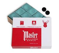 Master Billiard Pool Cue Chalk Premium Quality - 1 Dozen - Made in The USA + 2 pcs of Quality Billiard Pool Table Spots (Spruce)