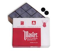 Master Billiard Pool Cue Chalk Premium Quality - 1 Dozen - Made in The USA + 2 pcs of Quality Billiard Pool Table Spots (Charcoal)