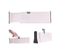 MASTER BRAND Adjustable Drawer Divider - Extendable Drawer Organiser 28-44.5 cm, 10.5 cm Tall, Non-Slip Ends, One-Touch Lock - For Kitchen, Bedroom, Bathroom & Office - White (1 Pack)