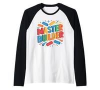 Master Brick Builder Funny Toy Blocks Colorful Art Design Raglan Baseball Tee