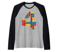 Master Builder 4th Birthday Four 4 Years Old Building Brick Raglan Baseball Tee