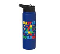 Master Builder Age 4th Birthday Squad Block Building Stainless Steel Insulated Water Bottle