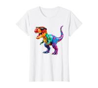 Master Builder Boys Kids Building Bricks Toys Dinosaur T-Rex Value Graphic T-Shirt, Women, White, XS