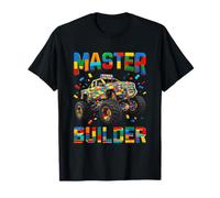 Master Builder Building Brick Monster Truck Men Boy Kids T-Shirt