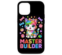 Master Builder Cat Lover Building Bricks Blocks Kids Girls Case for iPhone 12/12 Pro