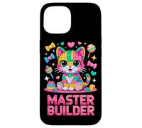 Master Builder Cat Lover Building Bricks Blocks Kids Girls Case for iPhone 15