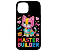 Master Builder Cat Lover Building Bricks Blocks Kids Girls Case for iPhone 15