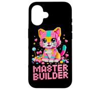 Master Builder Cat Lover Building Bricks Blocks Kids Girls Case for iPhone 16