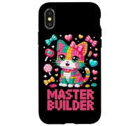 Master Builder Cat Lover Building Bricks Blocks Kids Girls Case for iPhone X/XS