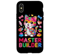 Master Builder Cat Lover Building Bricks Blocks Kids Girls Case for iPhone X/XS