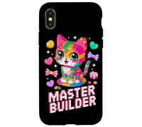 Master Builder Cat Lover Building Bricks Blocks Kids Girls Case for iPhone X/XS