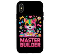 Master Builder Cat Lover Building Bricks Blocks Kids Girls Case for iPhone X/XS