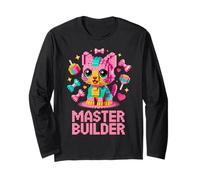 Master Builder Cat Lover Building Bricks Blocks Kids Girls Long Sleeve T-Shirt