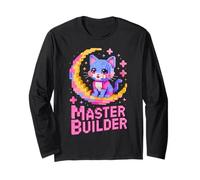 Master Builder Cat Lover Building Bricks Blocks Kids Girls Long Sleeve T-Shirt