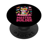 Master Builder Cat Lover Building Bricks Blocks Kids Girls PopSockets Adhesive PopGrip