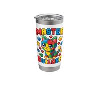 Master Builder Colorful Brick Kitten Blocks Art for Kids Stainless Steel Insulated Tumbler