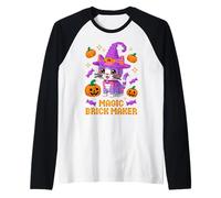 Master Builder Halloween Cat Lover Building Bricks Blocks Raglan Baseball Tee