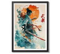 Master Elemental Anime Poster, Japanese Art Print, Manga Style Samurai Poster, Bedroom Wall Art, A1 (Black Frame) - 86.9x62.4cm