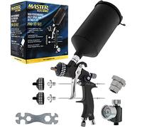 Master Elite High Performance PRO-33 Series HVLP Spray Gun Ultimate Kit - 3 Fluid Tip Sets 1.3, 1.4 & 1.8mm and Air Pressure Regulator Gauge, MPS Cup Adapter - Automotive Basecoat, Clearcoat Primer