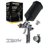 Master Elite Performance PRO-88 HVLP Automotive Spray Paint Gun with 1.3mm Tip, 1L Cup, Regulator Gauge, MPS Adapter - Auto Paint Spray Gun for Automotive Basecoats, Clearcoats - Advanced Atomization