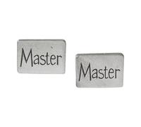 Master English Pewter Cufflinks, Antique Silver Finish, Rectangular, in a Personalised Leatherette Box