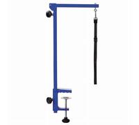 Master Equipment Blue Foldable Grooming Arm for Pets - 24” to 48” in Height, Attaches to Grooming Table Minimum 3” Thick
