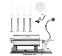 MASTER FENG Horizontal Sausage Stuffer Machine Stainless Steel Sausage Maker Packed with 8 Stuffing Funnels and 1 Silicone Piston 2.5LBS Capacity