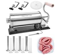 MASTER FENG Horizontal Sausage Stuffer Machine Stainless Steel Sausage Maker Packed with 8 Stuffing Funnels and 1 Silicone Piston 6.0LBS Capacity