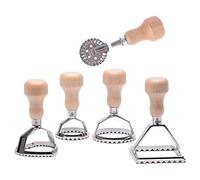 MASTER FENG Pasta Maker Mold with Wooden Handle and Fluted Edge (5 Set)