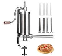 MASTER FENG Sausage Stuffer, Horizontal Kitchen Aluminum Meat Sausage Maker with Suction Base Packed 8 Size Professional Filling Nozzles for Homemade (2.5 LBS/1.5L,Horizontal)