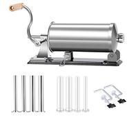 MASTER FENG Sausage Stuffer - Stainless Steel Homemade Sausage Maker Horizontal Meat Filling Kitchen Machine, Packed 8 Stuffing Tubes (6 LBS /3.5L Horizontal)