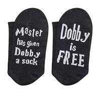 Master has given Dobby a Socks English alphabet casual cotton socks for men and women,no ball(Black)