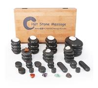 MASTER HEALTH PRODUCT Massage Deluxe Hot Stone Set Including Basalt Volcano Rocks, Marble Cold Stones, and Chakra Balancing Tools Hot Stone Massage Therapy at Home 60 pcs