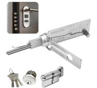 Master Key Decoder Lock Picking Tool, 2 in 1 Stainless Steel Lock Pick & Key Decoder Tool, Durable Lock Picking Kit for Beginners with Auto Key Extractor & Skeleton Key, Locksmith Training Set (SS001)