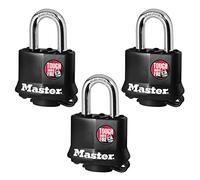 Master Lock 106045 311TRI keyed Padlock, Black, Pack of 3