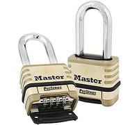 Master Lock 1175DLH Resettable Long Shackle Brass Combination Padlock