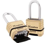 Master Lock 1177D 57mm Brass Body Shrouded Shackle Padlock | Heavy Duty, Commercial Grade Security Lock, Resettable Combination Padlock for Construction Sites, Gates, Tools, 2-1/4-inch
