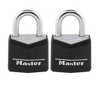 Master Lock 121T Padlock, Covered Aluminum Lock, Black, 2 Count (Pack of 1)