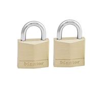 Master Lock 130EURD Pack of 2 Key Padlocks with Brass Body, Gold, 4,9 x 3 x 1,2 cm