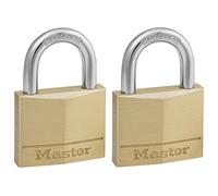 Master Lock 140EURT Pack of 2 Key Padlocks with Brass Body, Gold, 6 x 4 x 1,3 cm