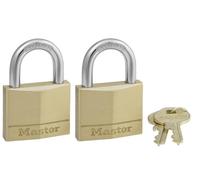 Solid-Brass Keyed Padlocks, 2-Pack, 1-9/16 In. 140T