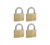 Masterlock Solid Brass Padlock Pack of 4 Keyed Alike