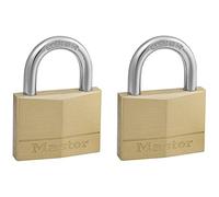 Master Lock 150EURT Pack of 2 Key Padlocks with Brass Body, Gold, 6,8 x 5 x 1,4 cm