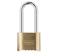Master Lock 175EURDLH Certified Combination Padlock with Solid Zinc Body with Brass Finish with Long Shackle, Gold, 10,7 x 5,1 x 2,4 cm