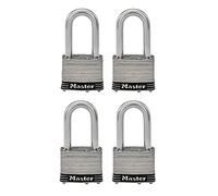 Master Lock 1SSQLFHC, 4-Pack Stainless Steel Laminated Padlock, Silver, 1-1/2 Inch Shackle