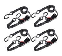 Master Lock 3056EURDAT Ratchet Tie Down Strap with S-Hooks, Reflective and Black, 4.25 m x 25 mm Strap, Pack of 4