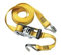 Master Lock 3058EURDAT Ratchet Tie Down Strap with J-Hooks, Yellow, 6 m x 35 mm Strap